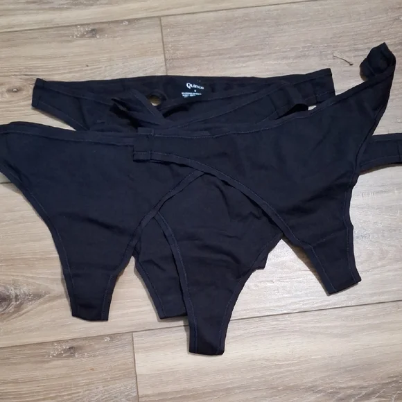 Quince Organic Cotton Thong (6-pack) Black M - Picture 1 of 6